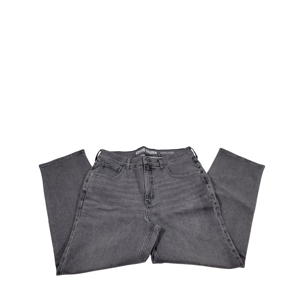 Eddie Bauer Jeans Womens 16 Gray Excellent Authentic Voyager High Rise Straight